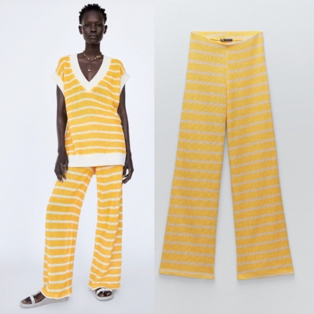 🆕️ Zara Knit Wide Leg Striped Beach Pants